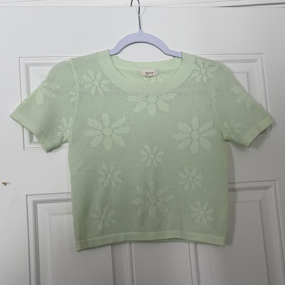 Debut Women’s Mint Floral Cropped Open Knit